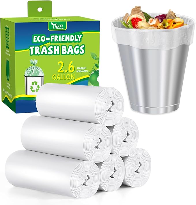 2.6-Gallon Small Trash bags: Clear Bathroom Trash Bags Small Garbage Bags for Bathroom Bedroom Office - 10L Mini Trash-Can-Liners (120 counts)