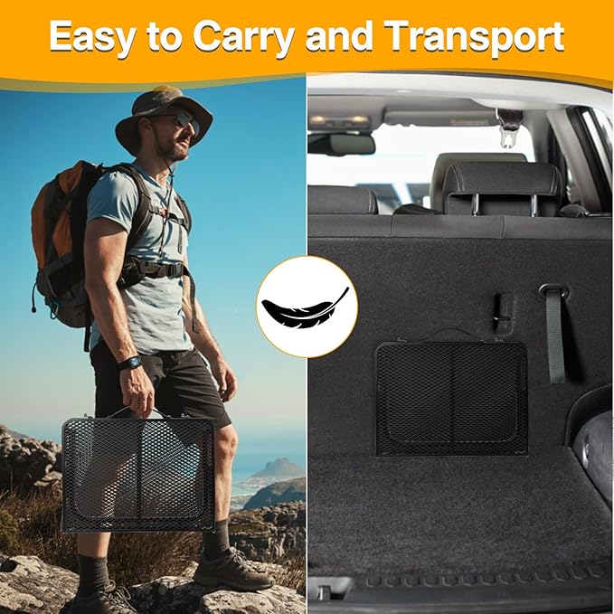 Grill Table Camping Table 2FT Foldable Small Folding Table Low Picnic Table Portable Stand Mesh Outdoor Indoor Card BBQ RV Black 23.6×15.7×9.5 inch