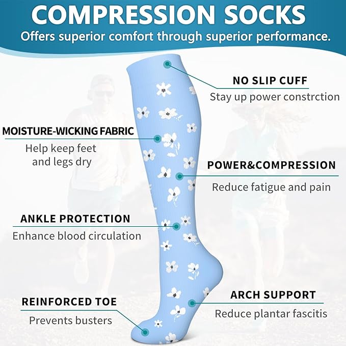 6 Pack Copper Compression Socks for Women and Men Circulation-Best Support for Medical, Running,Nursing,Athletic