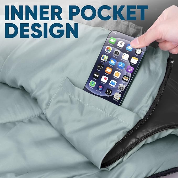 PTEROMY Sleeping Bags for Adults, Lightweight Water Resistant Backpacking Camping Sleeping Bag for Warm Cold Weather, Camping Essentials for Hiking Outdoor Travel