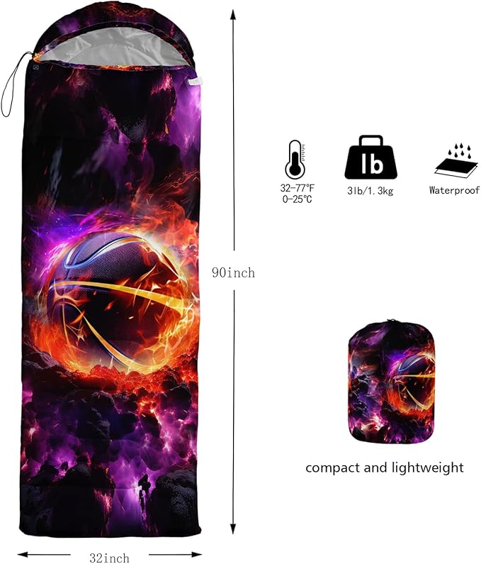 HOSIMA Dear Hunting Pattern Cold Weather Sleeping Bags for Adults,Black Light Weight Sleeping Bags for Kids Adults,WaterProof Sleeping Bags for Outdoors Hiking.