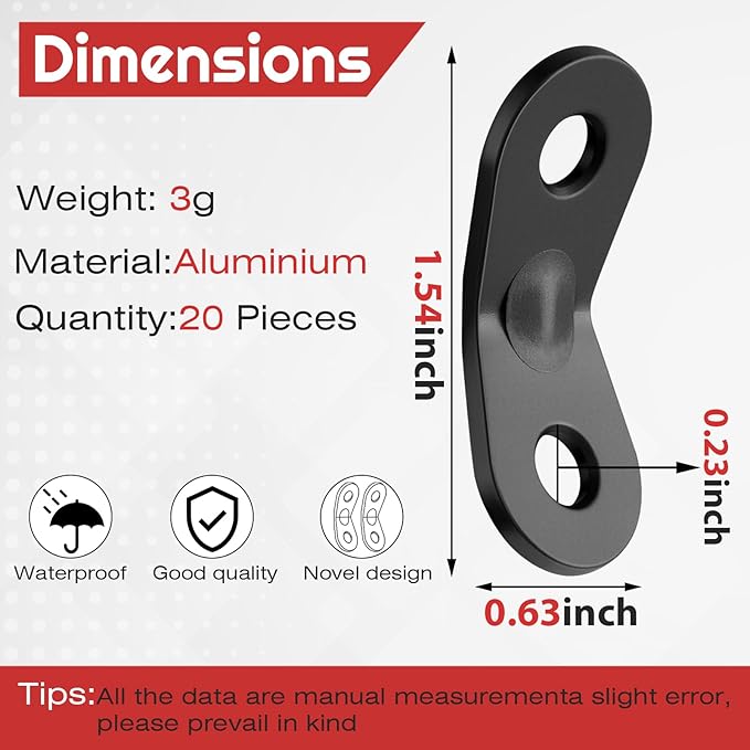 SATINIOR 20 Pieces Aluminum Alloy Guyline Cord Adjuster Tent Tensioners Rope Adjusters for Outdoor Camping Hiking (Black, one Size)