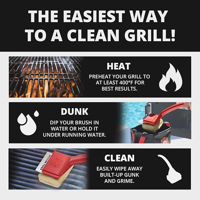 Grill Rescue BBQ Replaceable Cleaning Head, Bristle Free - Durable and Unique Grill Tools for Cast Iron or Stainless-Steel Grates, Barbecue Cleaner