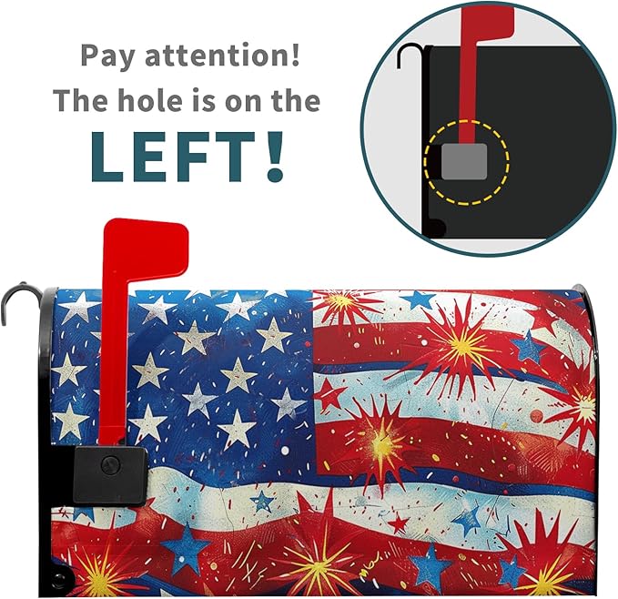 American Flag Magnetic Mailbox Cover Fireworks and Flag USA Holiday Mailbox Covers Large Size 25.5" x 21" Independence Day July 4th Post Letter Box Wraps for Outdoor Garden Yard Home Decor