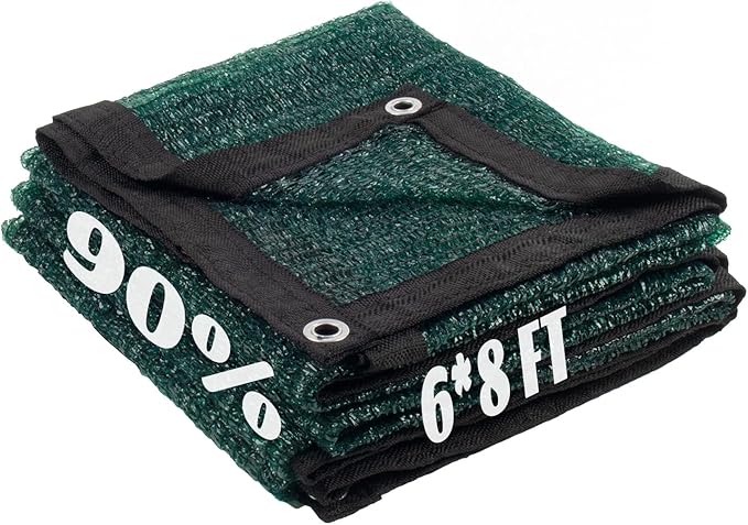 LOVE STORY 6x8FT 90% Green Garden Shade Cloth, Sun Shade Cover Net Mesh Tarp with Grommets, Sunblock Net for Garden,Greenhouse,Plants and Patio