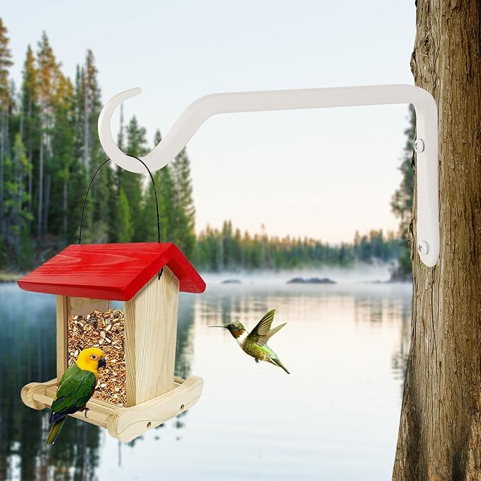 8" Plant Hangers 2-Pack - Heavy Duty Rust-Resistant Steel Hooks for Bird Feeders, Indoor/Outdoor Plants & Wall Decor, White