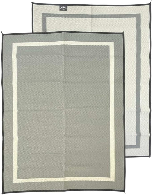 5x7 Solid Gray RV Patio Mat – Extra Thick 5mm Recycled Poly Rug – Heavy-Duty, Waterproof, Reversible – Premium Outdoor Mat for Camping, Beach, Deck (Gray NO Carry Bag, 5'x7')