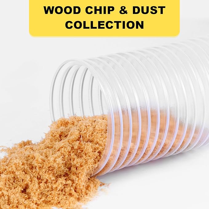 4"x10'Dust Collection Hose，4 inch Collector Flexible Tube with 304 Stainless Steel Clamps,PVC 4 Dust Collection Hose- Puncture Resistant (4" x 10')