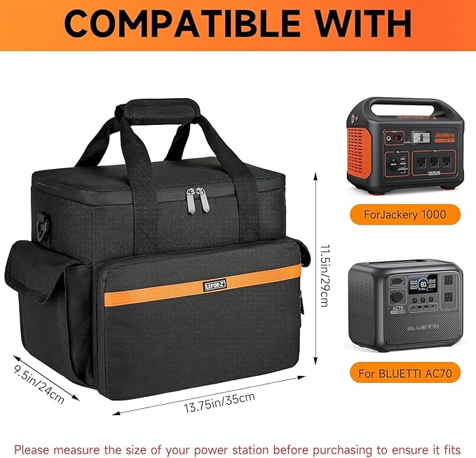 Carrying Case Compatible with Jackery Explorer 1000/ECOFLOW River Max/Bluetti EB70S/GRECELL T1000 Portable Power Station,Travel Storage Bag for Charging Cable and Accessories(Bag Only)