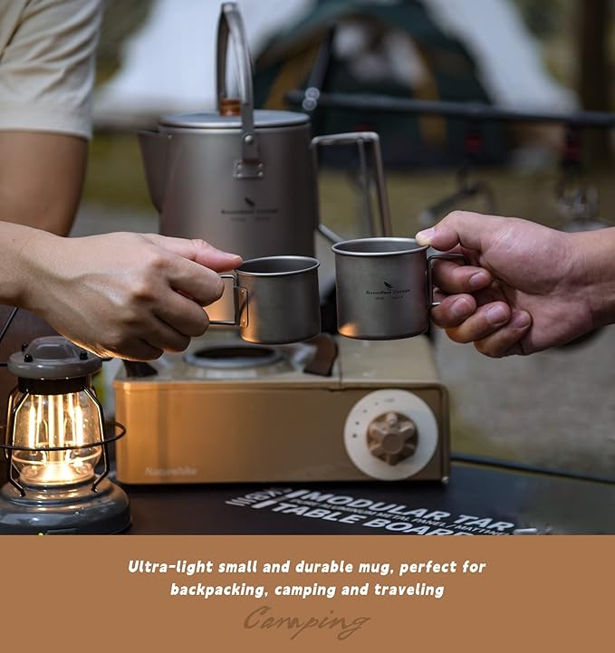 Boundless Voyage Titanium Camping Coffee Pot 1500ml Barista Kettle for Making Coffee, Boiling Water - Outdoor Traveling Campfire Stovetop Fast Brew (Kettle+3 Cups Set)