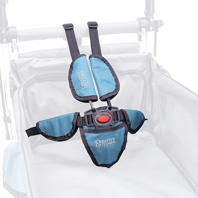 Creative Outdoor Wagon for Kids Push Pull Collapsible Stroller with Canopy Folding Cart for Beach, Park, Garden (Teal & Grey)