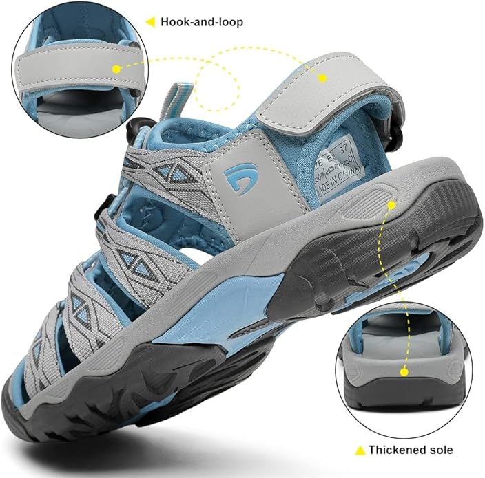 Dannto Women's Sport Hiking Sandals Closed Toe Outdoor Athletic Walking Sandal Lightweight Summer Water Shoes