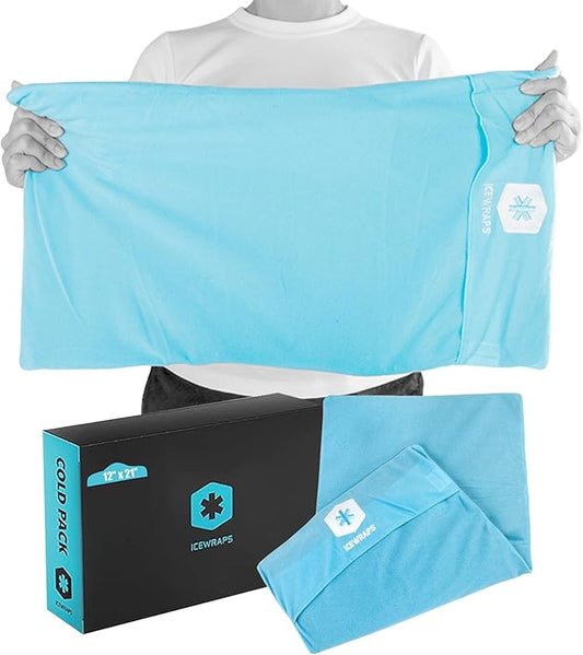 ICEWRAPS Extra Cover ONLY for 12"x21" Clay Ice Pack | Reusable and Washable Soft Fabric Cover for Cold Pack | Fabric Cold Compress Sleeve | 12"x21" Soft Ice Pack Cover | Blue Fabric Cover Only