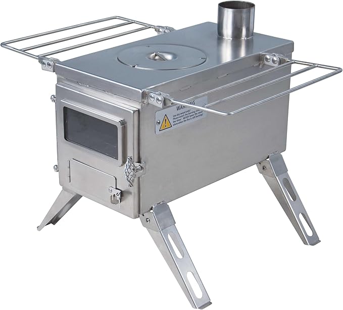 Winnerwell Nomad Medium Tent Stove | Tiny Portable Wood Burning Stove for Tents, Shelters, and Camping | 800 Cubic Inch Firebox | Precision Stainless Steel Construction | Includes Chimney Pipe