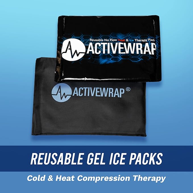 Ice Pack for Injuries Reusable, Hot Cold Packs for Pain Relief, First Aid & Injury Recovery. Individual Pack Cover Included for use in ActiveWrap Hip, Knee or Back Ice Wraps Lg, 10 x 10 inches