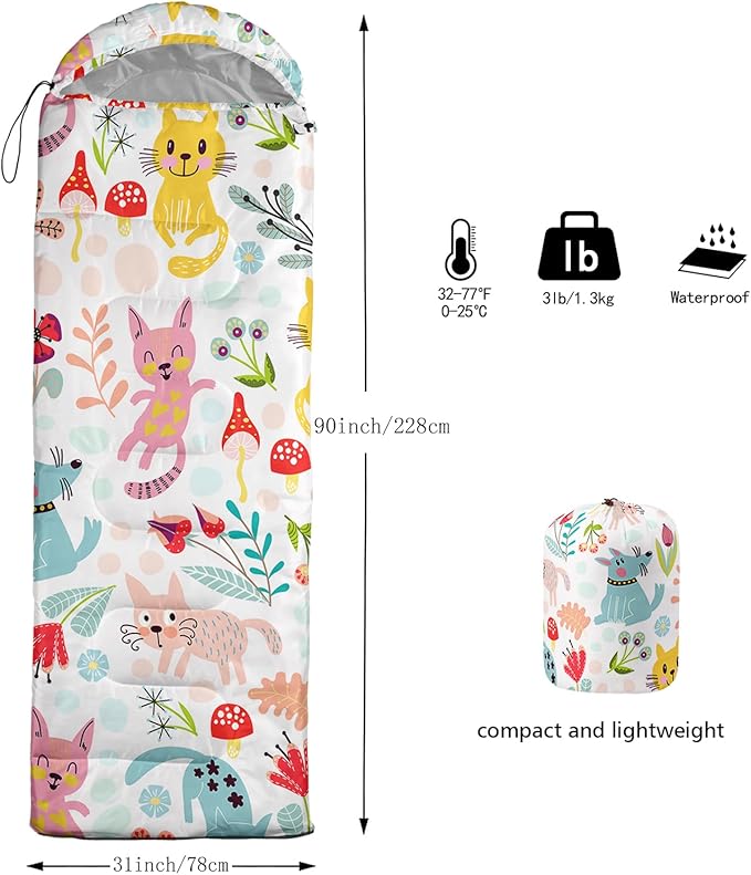 QOOMO Camping Sleeping Bags,3 Season Warm & Cool Weather,Lightweight,Waterproof Sleeping Bags for Adults & Kids,Traveling,and Outdoors,Camping Gear Equipment