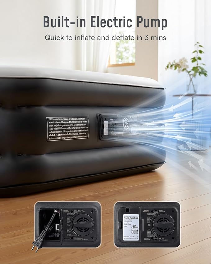 Airefina Air Mattress Full with Built in Pump, Upgraded 18'' Blow Up Mattress, Comfortable Inflatable Mattress for Home Guest Colchones Inflables Temporary Air Bed Full Size with Carry Bag 700 lbs Max