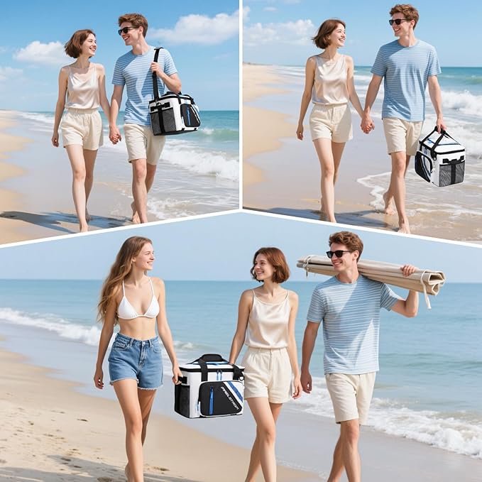 Maelstrom Cooler Bag, 30 Cans Beach Cooler, Large Leakproof Insulated Soft Cooler with Bottle Opener, Ice Chest, Portable Collapsible Cooler for Travel, Camping, Shopping