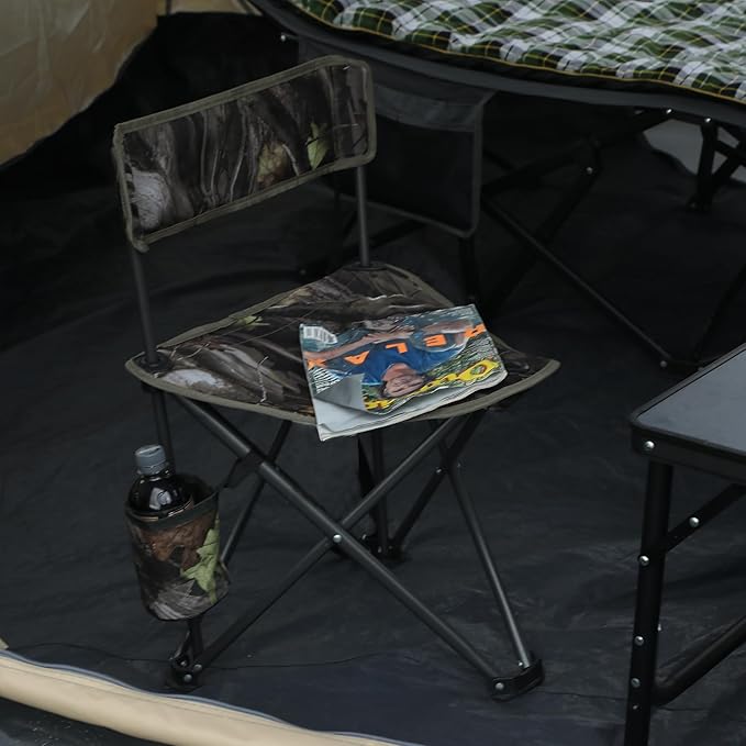 REDCAMP 2 Pack Tripod Hunting Chairs for Blinds, Folding Lightweight Portable Fishing Chair for Adults Hunting Stools with Backrest, Golf Chairs for Spectators, Camo
