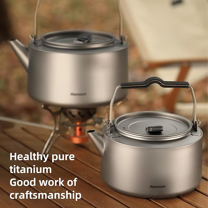 Camping Kettle Titanium Camp Tea Coffee Pot Portable Lightweight Tea Kettle Teapot Fast Heating Campfire Kettle for Stove Top, Boiling Water, Outdoor, Hiking, Camping, Picnic, Traveling