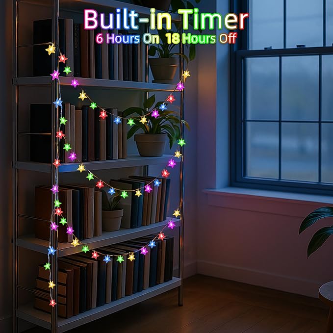 Star String Lights 360 LED 132FT,8 Modes Plug in Star Fairy Lights with Timer & Memory, Indoor Outdoor Star Christmas Lights for Birthday Party Bedroom Wedding Home Classroom Decor Multicolor