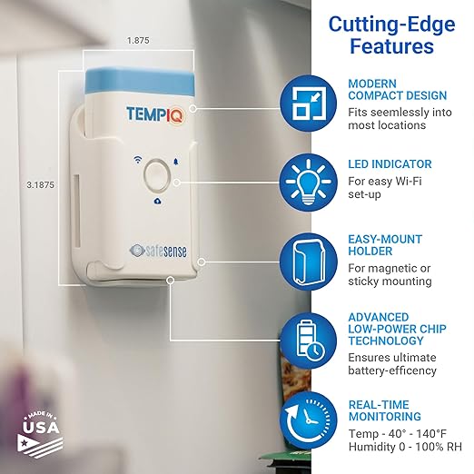 TEMPIQ Remote WiFi 2-Pack Temperature & Humidity Sensor - App Integration, Alerts, Helps Monitor 2nd Home, AirBnb, RV, Pets,Freezer and Server Room, Indoor & Outdoor Hygrometer & Thermometer