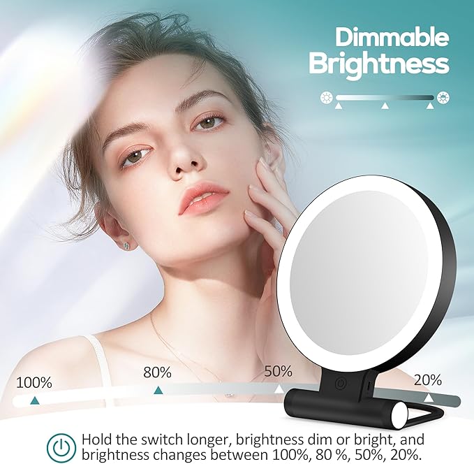 B Beauty Planet Magnifying Mirror with Light 30X, Double-Sided 1X/ 30X Magnifying Makeup Mirror with Tweezer, 2000mAh 3 Colour Modes with Adjustable Brightness,Foldable Compact Travel Mirror(Black)