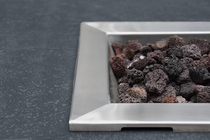 Elementi | Hampton Gas Fire Pit Cast Concrete 56" Rectangular Fire Table, Outdoor Fire Pit Electronic Ignition | Canvas Cover, Lava Rock Included | Dark Gray (Propane Gas)