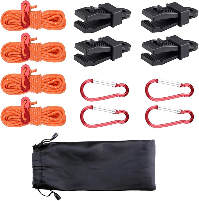 Azarxis Reflective Cord Pack Tent Guyline Rope High-Strength Lightweight with Aluminum Cord Adjuster for Tying Down Tarps, Camping Tent, Outdoor Packaging