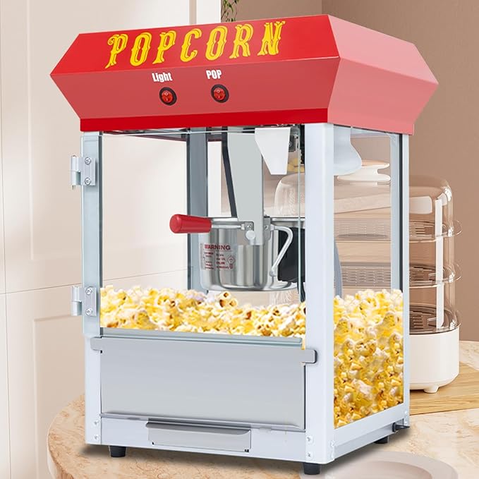 6 Ounce Popcorn Machine, Bar Style Popcorn Machine Popcorn Maker 600W Electric Popper for Home Theater Parties, and Events