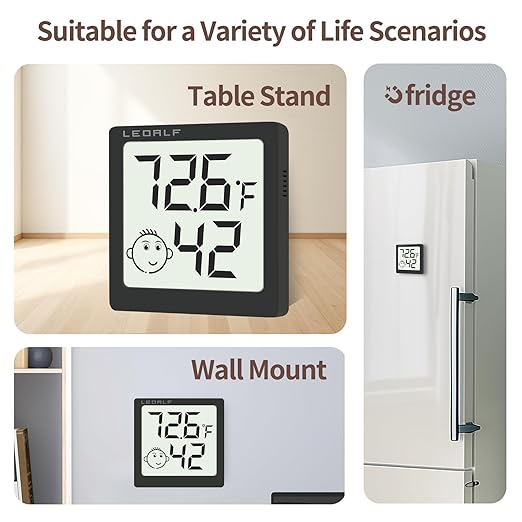 Mini Humidity Meter Hygrometer 6 Pack Room Thermometer Indoor Digital Temperature and Humidity Monitor (Black)