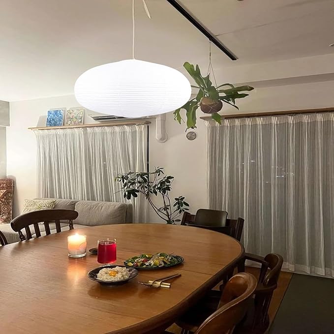 White Oval Paper Lanterns-22in Large Hanging Paper Lantern Lamp, Chinese/Japanese Paper Pendant Lampshade for Party Decoration, Wedding, Home Decor Paper Ceiling Lampshade(2 Pack)