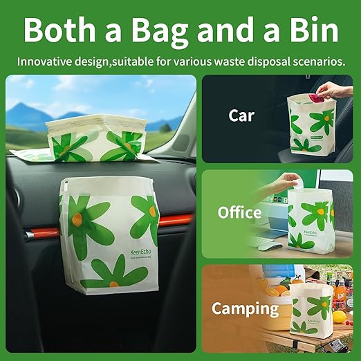 Disposable Car Garbage Bin Bags, Vomit Trash Bags made with Recycled HDPE for Boat, Plane, Travel, Camping, Bedroom, Study Room, Office and Car, 20 pcs