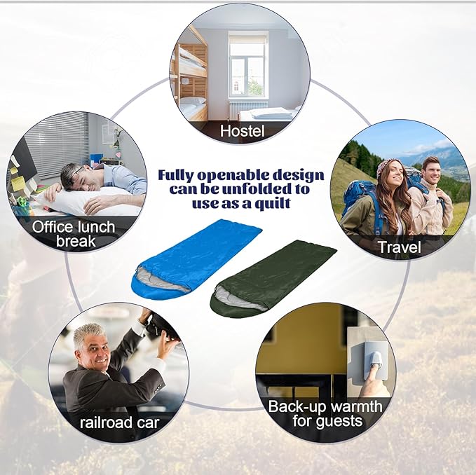 Macarrie 4 Pcs 0 Degree Camping Sleeping Bags Bulk for Adults 4 Season Warm Cold Weather Sleeping Bags with Compression Sack Lightweight Portable Waterproof for Backpacking Hiking Outdoor