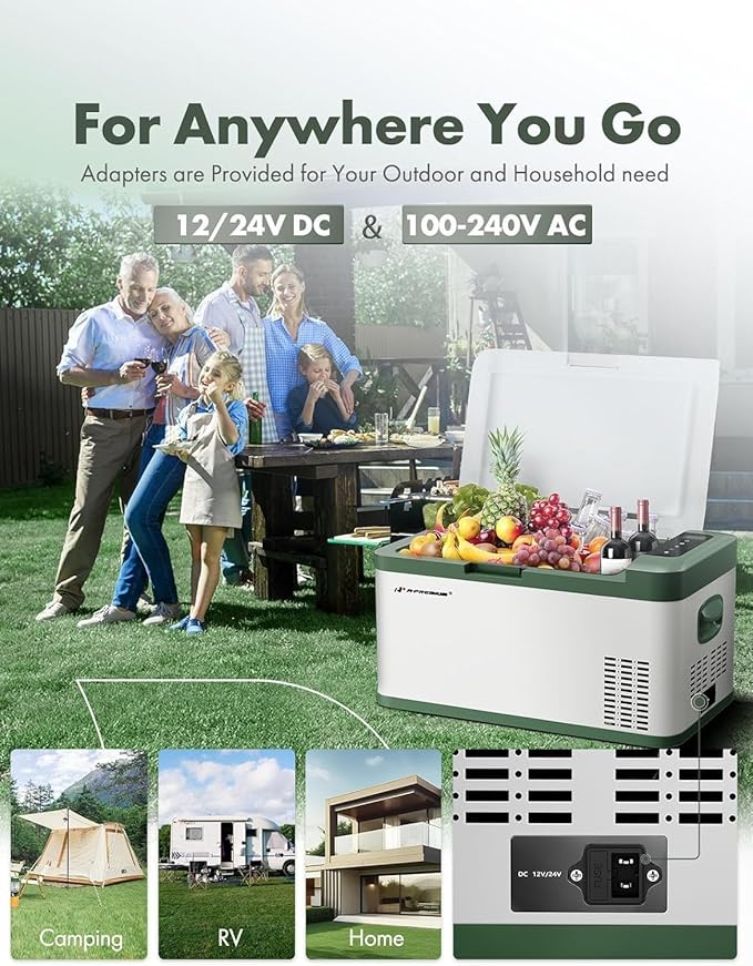 A-Premium 12 Volt Refrigerator 21QT/20.1L Portable Car Fridge Cooler, -4°F~68°F Portable Freezer Fast Cooling with 12/24V DC & 110/240V AC for Home Party Camping RV Roadtrips Truck Outdoor Use