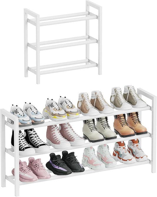 Mavivegue Expandable Shoe Rack, 4-Tier Shoe Organizer for Closet, Adjustable Shoe Rack for Front Door Entrance, Entryway