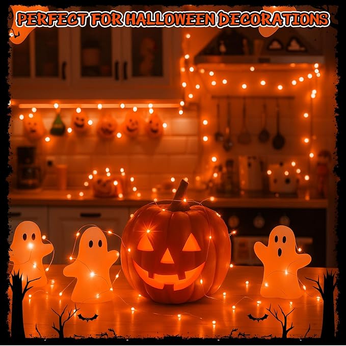 Macarrie 6 Ps USB String Lights 33 ft 100 LED Fairy Lights Powered String for Christmas Indoor Outdoor Wedding Party Tree Home Festival Garden Decoration (Orange)