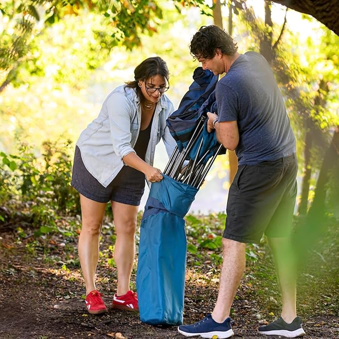 Black Sierra Double Padded Folding Camping Chair, Oversized Folding Camp Sofa, Portable Outdoor Loveseat Supports 500 lbs, Perfect for Beach, Tailgating, RV, Sports, Patio