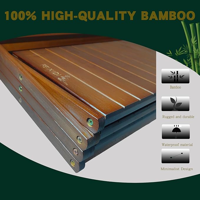 Foldable Bamboo Shelf, Folding Shoe Rack, Flower Rack, Camping Rack, No Installation Required, Portable, Space Saving, Multi-Purpose Storage Rack (Walnut, 3 Tiers with Boom)