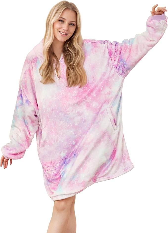 LetsFunny Blanket Hoodie,Oversized Wearable Sherpa Fleece Blanket Sweatshirt,Super Soft Warm Cozy with Giant Pocket,for Women Men Adults Teenagers Kids, One Size Fits All