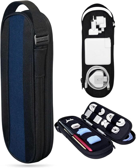 SIDE BY SIDE Electronics Organizer Travel Case for Cables, Charger, Power Bank – Tech Bag for MacBook Accessories, Adapter – Slim Cord Organizer Bag with Gift Box for Travel & Daily Use