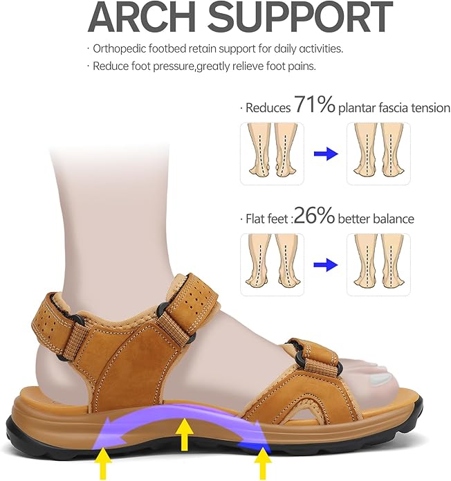 FLARUT Men's Sport Sandals Outdoor Hiking Sandal Open Toe Walking Sandals for Summer Beach Water Shoes