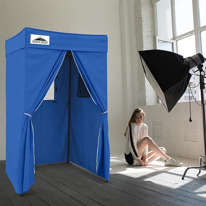 EAGLE PEAK Flex Compact 4x4 Pop-up Canopy Changing Room, Portable Privacy Dressing Room for Indoor Fashion Photoshoots, Camping, or Pool, Blue