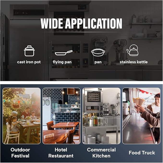 WESTLAKE Commercial Gas Stock Pot Range, 2 Burners Natural Gas and Propane Stove with 80000 X 2 BTU, 18" W Countertop Cooking Stove Range Commercial Stainless Steel Gas Stock Pot for Restaurant