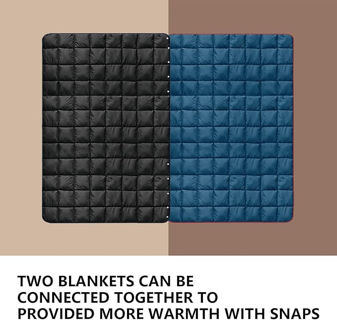 zzlamb Puffy Down Camping Blanket Water-Repellent, Down Throw Travel Blanket Portable for Outdoor, Light Warm Quilt for Couch Plane Car Theater Stadium Picnic RV Backpacking Hammock