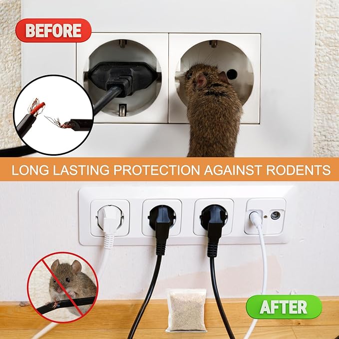 24 Pack Mouse Repellent Pouches,Rodent Repellent for Car Engines,Mouse deterrents That Works,Peppermint Oil to Repel Mice and Rat