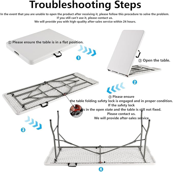 FWTI Deal 6 Feet Foldable Table, Built in Carrying Handle & Alloy Steel Legs, Heavy Duty Portable for Party, Dining, Wedding, Events, Picnic, Indoor, Outdoor, Camping, Utility, White