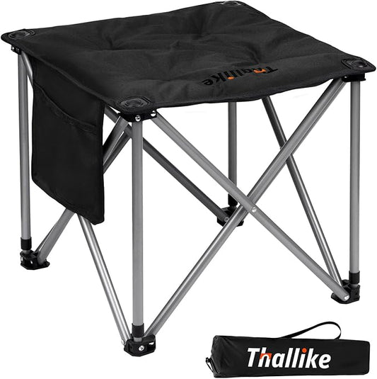 Upgraded Padded Camping Stool with Storage Bag 18 Inch Oversized Folding Foot Rest Portable Heavy Duty Camp Stool Supports 450LBS with 4 Reinforced Steel Tubes for Outdoor Hiking Fishing Lawn Travel