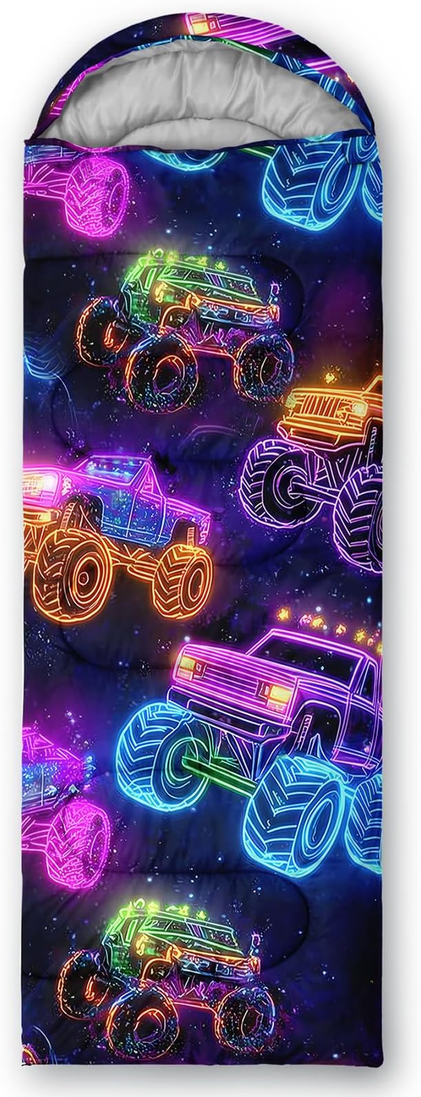 AILONEN Blue Glowing Basketball Sleeping Bag for Kids Boys,Warm and Cool Weather,Lightweight,Waterproof Backpacking,City Theme Ball Sports Sleeping Bag for Camping