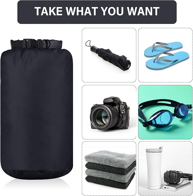 6 Pcs Waterproof Dry Bag Sack Lightweight Outdoor Dry Bags 35 L, 20 L, 15 L, 10 L, 5 L, 3 L Waterproof Boat Bag for Kayaking, Backpacking, Hiking, Camping Rafting(Black)